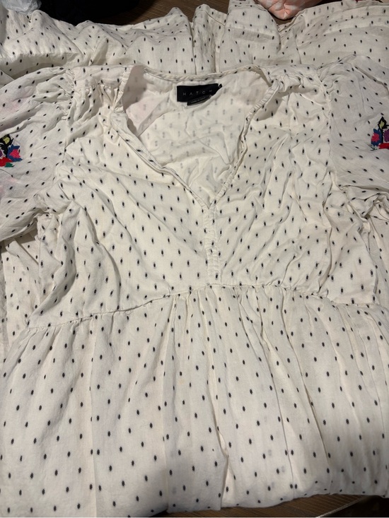 Hatch Dresses & Skirts - HATCH White Dress with Navy Dot Print
